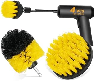 SetSail Drill Brush Set, 4 Pack Drill Brush Power Scrubber with Extended Long Attachment Medium Stiffness Bristles Drill Brush Attachment Cleaning Brush for Kitchen Bathroom Surface Grout Bathtub Sink
