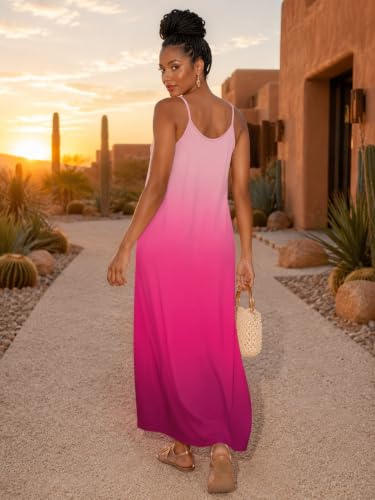 Image of SUZONANA Women Plus Size Summer Maxi Dress Spaghetti Strap Loose Sundress