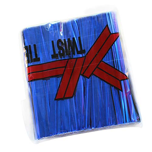 MSYOU 800 PCS Twist Ties Decorative Metallic Bag Ties for Candy Cookies Bread Lollipop Cakes Sweets Christmas Party 6CM(Blue)