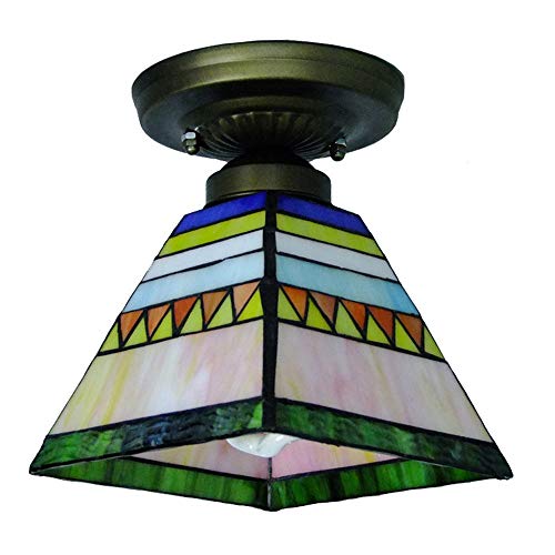Small European Corridor Ceiling Pendant Light Tiffany Splicing Colorful Glass Bedroom Ceiling Lamp Balcony Hallway Porch Ceiling Lighting Fixtures #TOP1