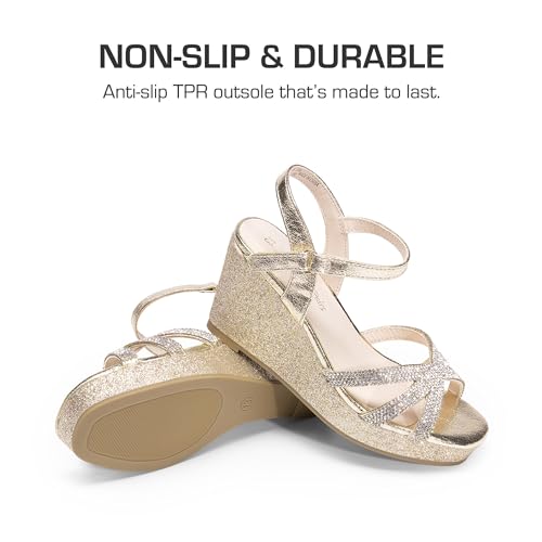 DREAM PAIRS Girls Wedge Sandals Flatform Open Toe Summer Platform Sandals Flower Wedding Party for Little Kid/Big Kid3