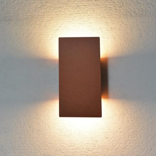 Image of Wall Light with Switch Rusty Red,Led Wall Lamp for Bedroom Bed,Up and Down Lights for Interior,Industrial Flat Wall Sconce for Hallway,Bed,Guest Room,Hotel,Stair Lighting,8w 3000k Warm White,1pcs