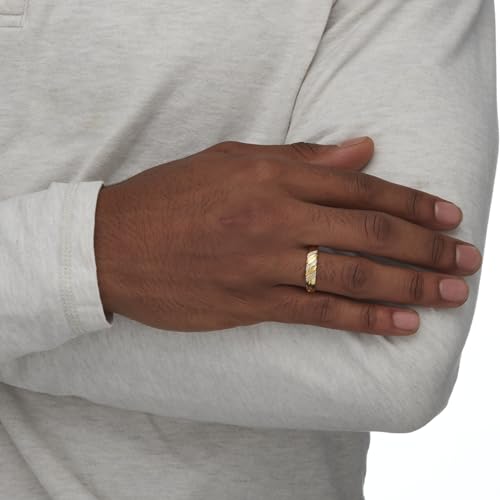 PalmBeach Men's Yellow Gold-plated Sterling Silver Genuine Diamond Accent Diagonal Wedding Band Ring (4.5mm) Sizes 8-134