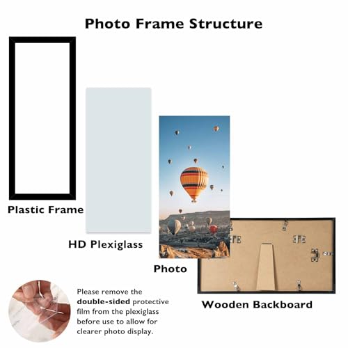 Image of JCJMY 4x12 Picture Frame Black for Wall Hanging or Tabletop, Wall Mounting Horizontally or Vertically, 4 x 12 Wall Gallery Poster Photo Frame with Shatter Resistant Plexiglass, Black