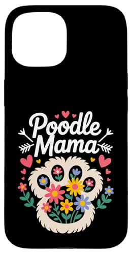 Divertida Huella Floral de caniche mamá para Amantes de los Perros Carcasa para iPhone 15