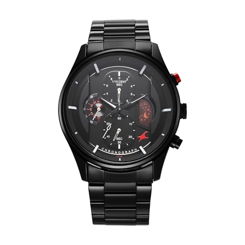 Image of Fastrack Opulence Quartz Chronograph Black Dial Black Metal Strap Watch for Guys - NT3315KM01