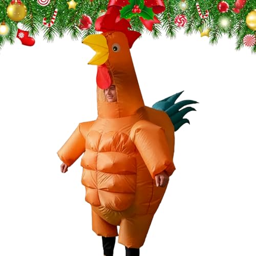 Disfraz de pollo inflable, disfraz de animal de granja, diseño de músculos abdominales, disfraz de pollo para Halloween, para festivales, fiestas de cumpleaños, Navidad, Halloween, adultos, hombres y