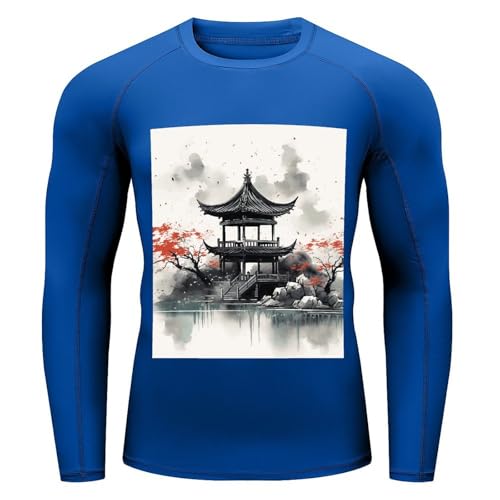 Camiseta de protección solar para hombre con protección UPF 50+ manga larga camisa de natación compresiva estilo pintura china miniatura 5