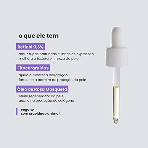 Óleo Antissinais 30g - Retinol 0,3%, Fitoceramidas, Opaco