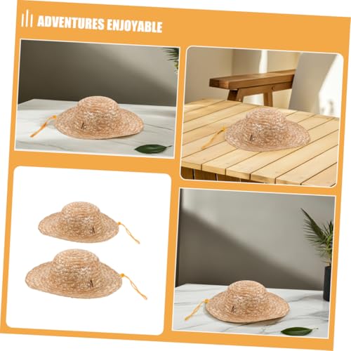 Luxshiny 2Pcs Blank Straw Sun Hat with Wide Brim DIY Craft Beach Cap for Summer Outdoor Fun Lightweight and Breathable Sun Protection Hat for Boys Khaki3