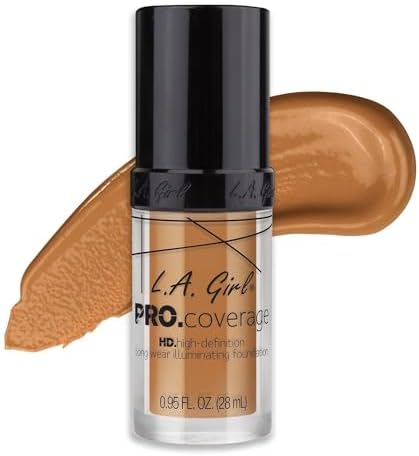 L.A. Girl PRO Coverage Illuminating Foundation – Dewy Finish Liquid Makeup for Glowing Skin, Long-Lasting & Hydrating Base for Dry to Normal Indian Skin, 28ml (Warm Beige)