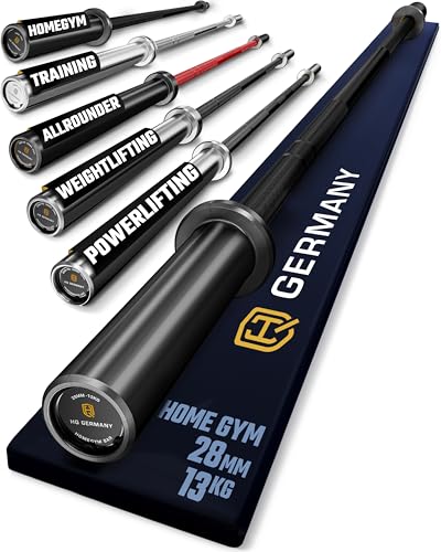 HQ Germany® Langhantelstange 50mm [170cm, 13kg] - Homegym Langhantel - Olympia Langhantel 50mm, Gewichtsstange, Olympic Barbell Bar - Schwarz