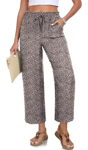 Image of EDUWU Women Casual Pants Loose High Waist Cropped Palazzo Beach Pants Summer Outfits 2026 Trendy