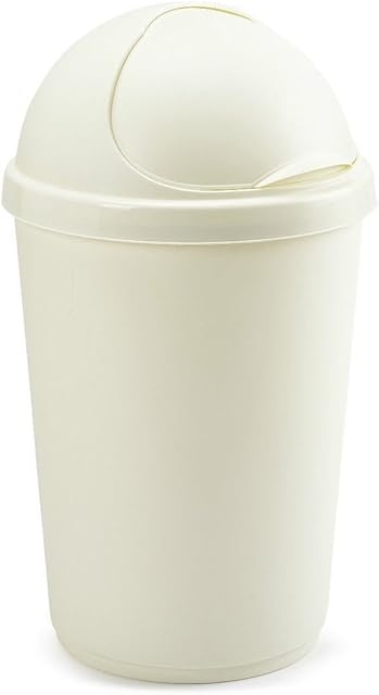 Plastic Bullet Bins 30L, 50L Waste Paper Recycle Dustbin Flap Lid Kitchen, Home,Office Rubbish Trash Baskets (Cream, 50L)