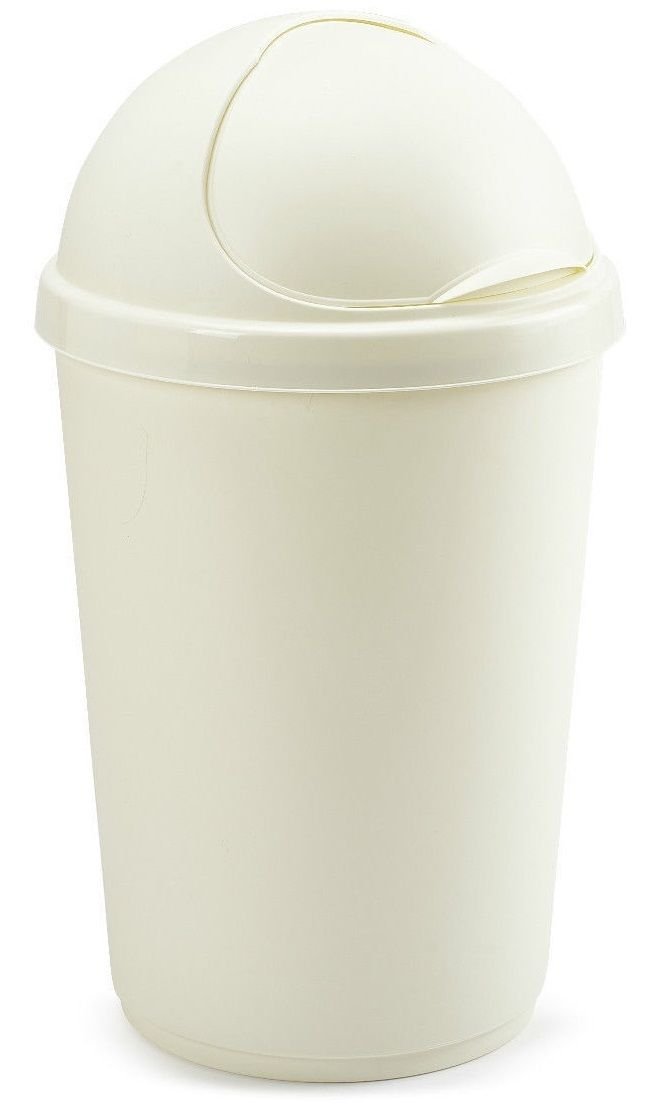 Wham Cream Plastic Bullet Bins 30L, 50L Waste Paper Recycle Dustbin Flap Lid Kitchen, Home,Office Rubbish Trash Baskets (, 50L)