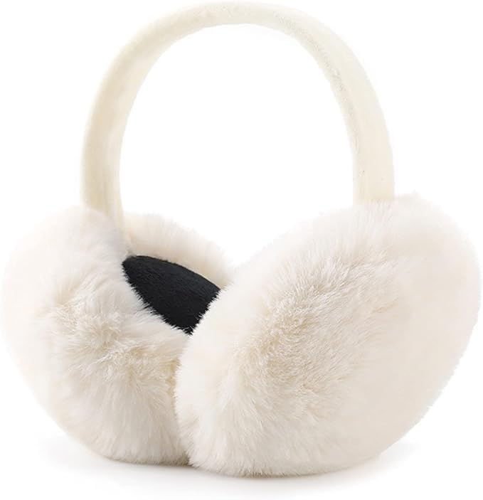 Muffs for Women - Winter Ear Warmers - Soft & Warm Cable Knit Furry Fleece Earmuffs - Ear Covers for Cold Weather Puffy Fluffy Earmuffs