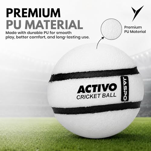 Image of jaspo Activo Air Core Indoor Cricket Ball |PU Material |Hollow Aircore Design |Soft Impact Play | 75g Lightweight |Safe for Indoor Cricket |Non-Toxic Build |Comfortable Grip |Durable & Kids-Friendly