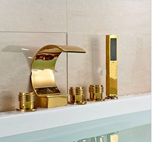 Robinet baignoire cascade luxe Gowe en laiton avec douchette intégrée - 4