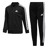 adidas Toddler Boys' Iconic Tricot Jacket and Pant Set, Black/White, 4