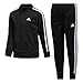 adidas Little Boys' Iconic Tricot Jacket and Pant Set, Black/White, 4