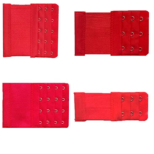 4pcs Bra Extender Élastique Extendeurs Extension Sangle De Soutien-gorge Bande De Respiration 5 4 3 2 Crochets (rouge) Cover