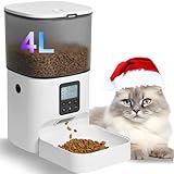 Automatic Cat Feeder, Cat Food Dispenser with 10s Voice Recorder, Pet Feeder up to 8 Meals per Day, Timed Feeder with Dry Food Sealed Ring (Jade White, 4L-Basic)