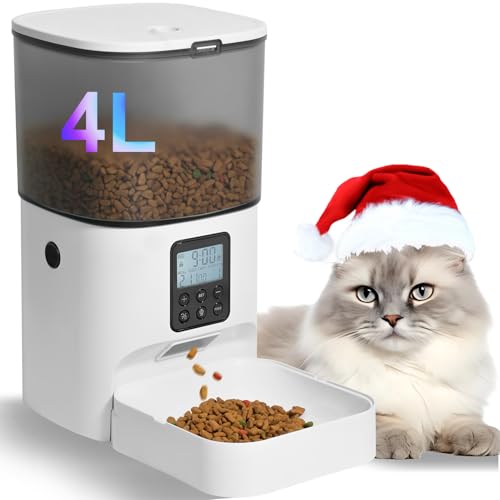 ANDOLL HOME Automatic Cat Feeder, 4L Cat Food Dispenser with 10s Voice Recorder, Pet Feeder up to 8 Meals per Day, Timed Dog Feeder with Dry Food Sealed Ring by ANDOLL HOME - Used condition - US$15.00