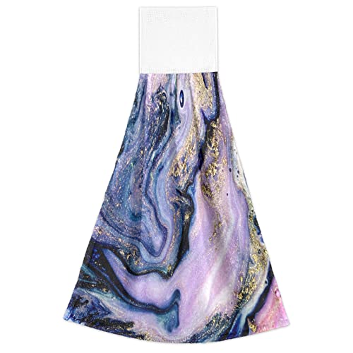 Boccsty Purple Gold Marble Glitter Hanging Kitchen Towels 2 Pieces Pink Blue Marbles Dish Cloth Tie Towels Hand Towel Tea Bar Towels For Bathroom Farmhous Housewarming Tabletop Home Decor #TOP1