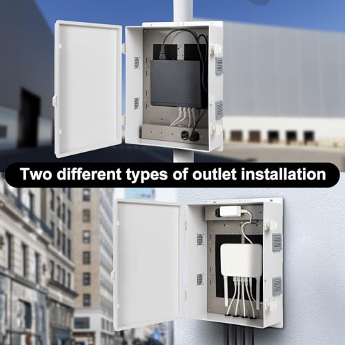 Image of Namunanee Outdoor Electrical Junction Box with High Power Outlet, ABS Water Resistant Enclosure with Internal Mounting Panel & Hinged Cover. (18.1 inch H* 12.6 inch L* 6.3 inch W & Outlet)