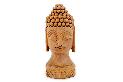 Bouddha en bois sculpté main, statue décorative d'artisanat d'art pour salon chic