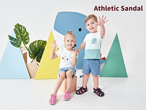 Apakowa Kids Boys Outdoor Athletic Sport Closed-Toe Sandals Boys Breathable Mesh Water Sandals Shoes (Toddler/Little Kid) (Color : Navy/Red, Size : 11 M Us Little Kid) #TOP6