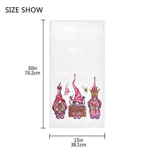 Qugrl Happy Birthday Kitchen Hand Towels Gift Gnomes Bath Towel For Girl 16X30 In, Soft Quality Premium Washcloths Dish Cloth Fingertip Towel For Bathroom Guest Hotel Spa Gym Sport #TOP1