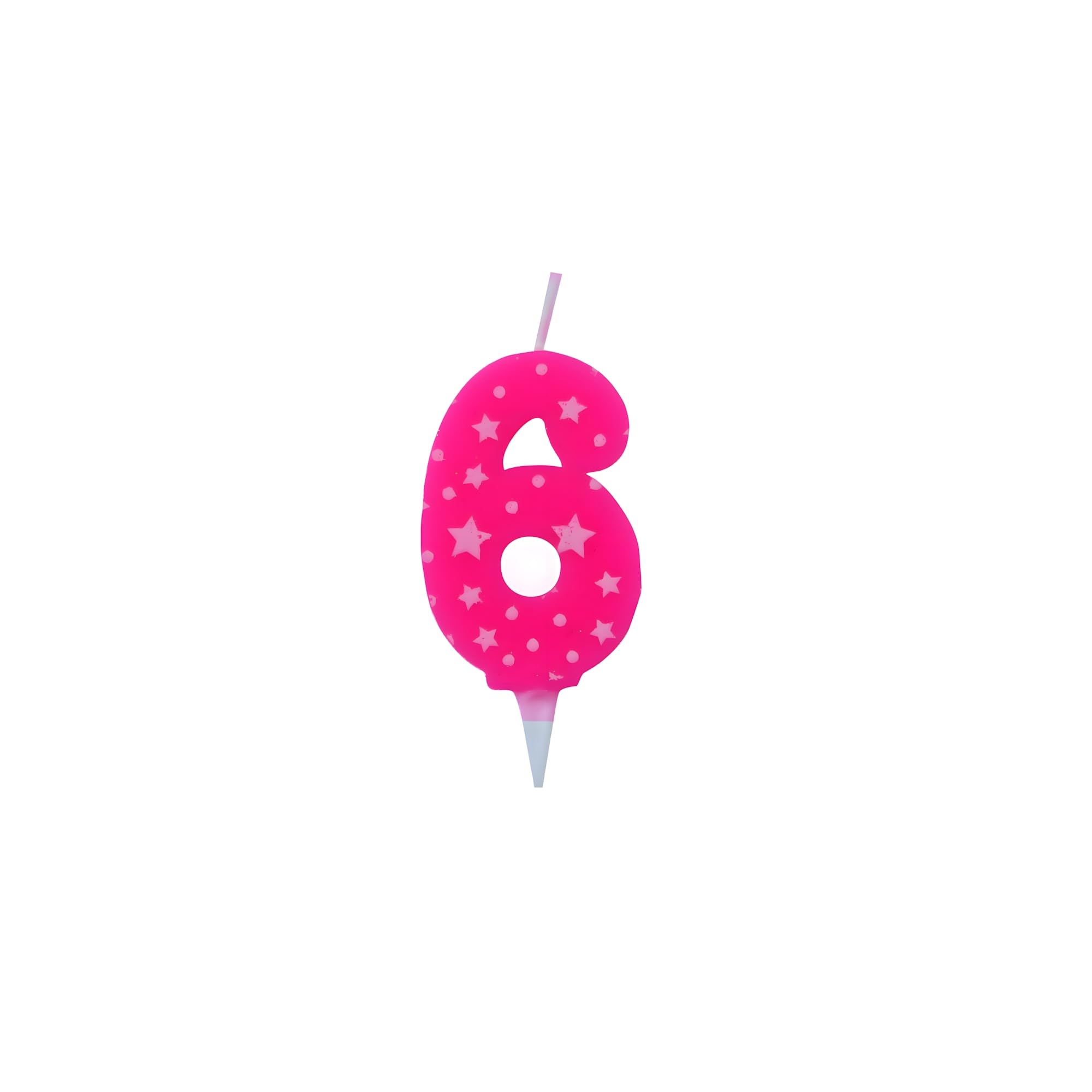 Juzfun Birthday Number Candles 6 for Cake Decoration Topper Sixth Anniversary Party Celebration Star Pink Colour Size : 4.3 x 6.3 CM