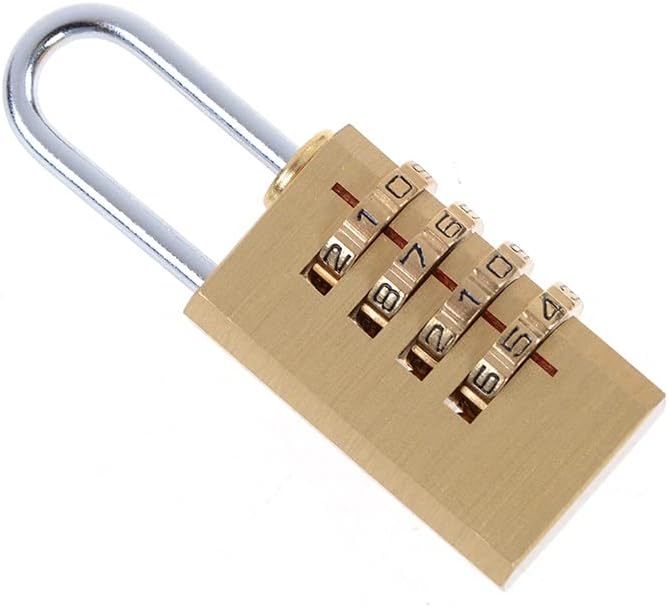 1pc Brass Mini 4 Digits Number Password Code Lock Combination Padlock Pad Resettable for Travelling Bag Door 6cmx2cmx1cm