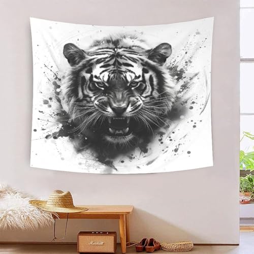 Tapisserie murale tigre 3D grand format en tissu de qualite