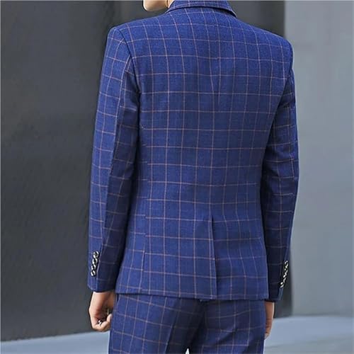 Men's Plaid Business Casual Jacket Classic Checked Wedding Dress Suit Notched Lapel Business Suit2