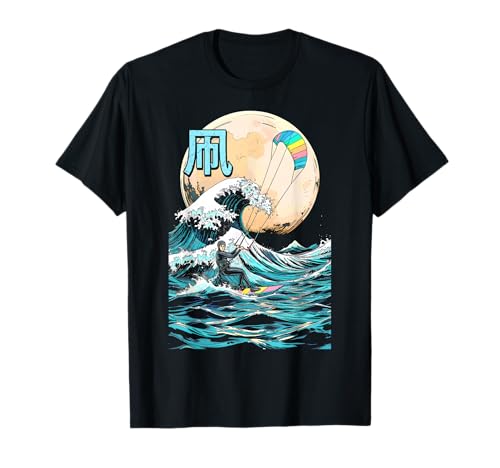 Kiteboarding Kitesurf Great Wave Off Kanagawa Surfer Sea T-Shirt