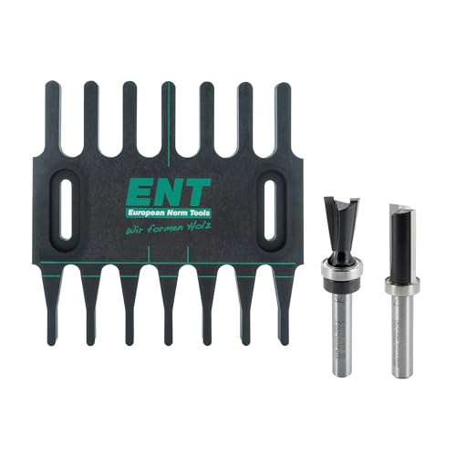ENT 09044 zöllige Zinkenfrässchablone mit 2-tlg. Fräser-Set, für hochwertige Zinkenverbindungen