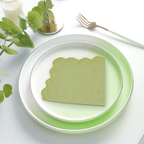 Set de 6 Servilletas de Tela Bordadas Verdes 40x40 cm miniatura 5