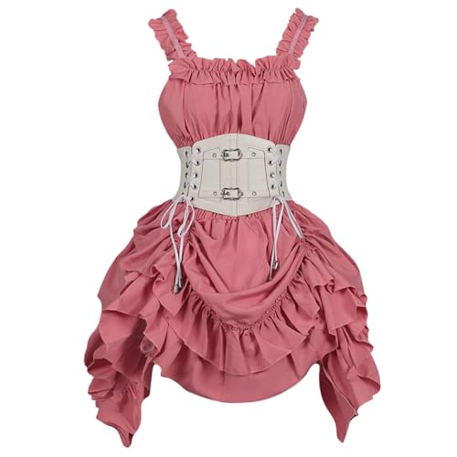 Robe de bal gothique punk costume Halloween sexy à volants médiévale