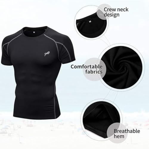 Image of JUST RIDER Half Sleeve Compression T-Shirt - Men's Athletic & Sports Tights for Fitness Compression T Shirt for Men Gym