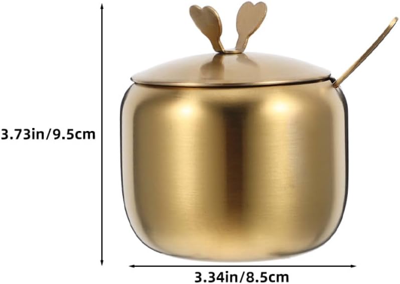 2pcs Condiment Pots Stainless Steel with Spoon Lid for Kitchen