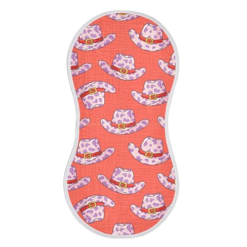 J JOYSAY Western Cowboy Hat Pink Baby Burp Cloths for Boys Girls Large 22''x11'' Cotton 4 Layer Drool Cloths for Infant Unisex one sizex1