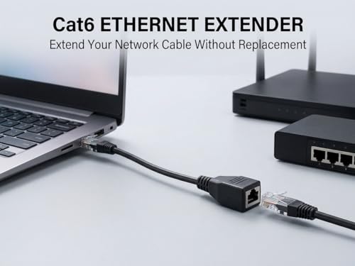 RJ45 Ethernet Extension Cable Cat6 Network Patch Cable Male to Female Connector (1ft)