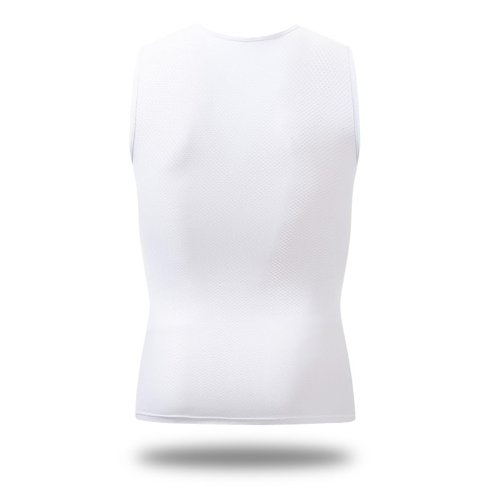 RDCYCLIST Men's Team Quick Step White Cycling Base Layer Sleeveless Running Underwear Quick Dry Vests Bike Tank Top Bike Riding Undershirt (3XL)