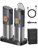 [Upgraded Design]Gravity Electric Salt and Pepper Grinder Set, 𝐔𝐩𝐠𝐫𝐚𝐝𝐞𝐝 Large Capacity, USB Recharge