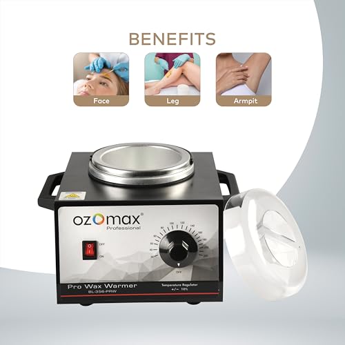 Image of OZOMAX Pro Wax Warmer, (black), Metal Body, Professional-Grade Wax Heater for Hair Removal, Waxing, and Depilatory Treatments, Fast Heating, Thermostatic Control, Autocut Off, Safe, Durable, and Easy to Clean