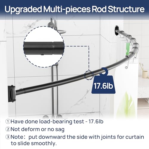 Adjustable Curved Shower Curtain Rod for Extra Space in Matte Black
