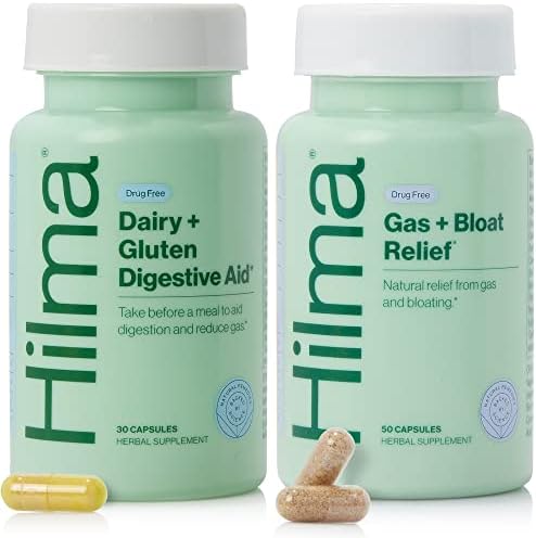 Hilma Natural Gas + Bloat Relief and Dairy + Gluten Digestive Aid Supplements