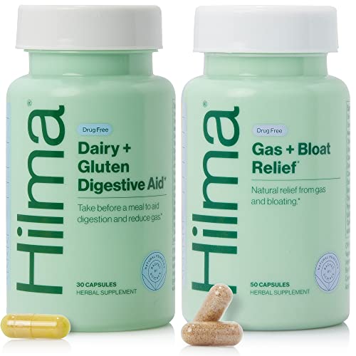 Hilma Natural Gas + Bloat Relief And Dairy + Gluten Digestive Aid Supplements #TOP6